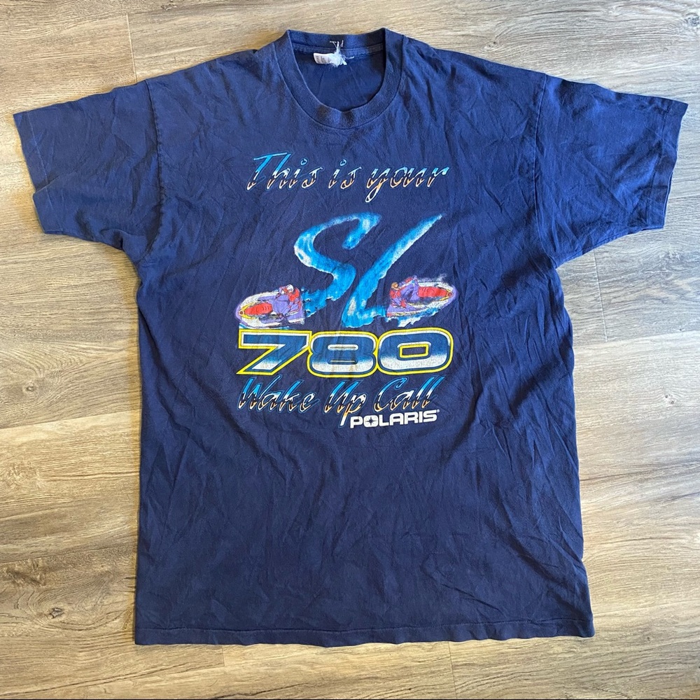 Vintage single stitch Polaris navy blue T-shirt